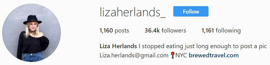 Instagram profile of Liza Herlands