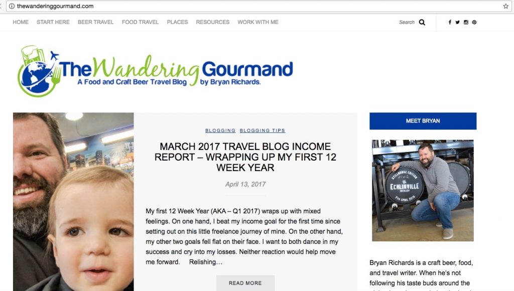 the wandering gourmand blog income report