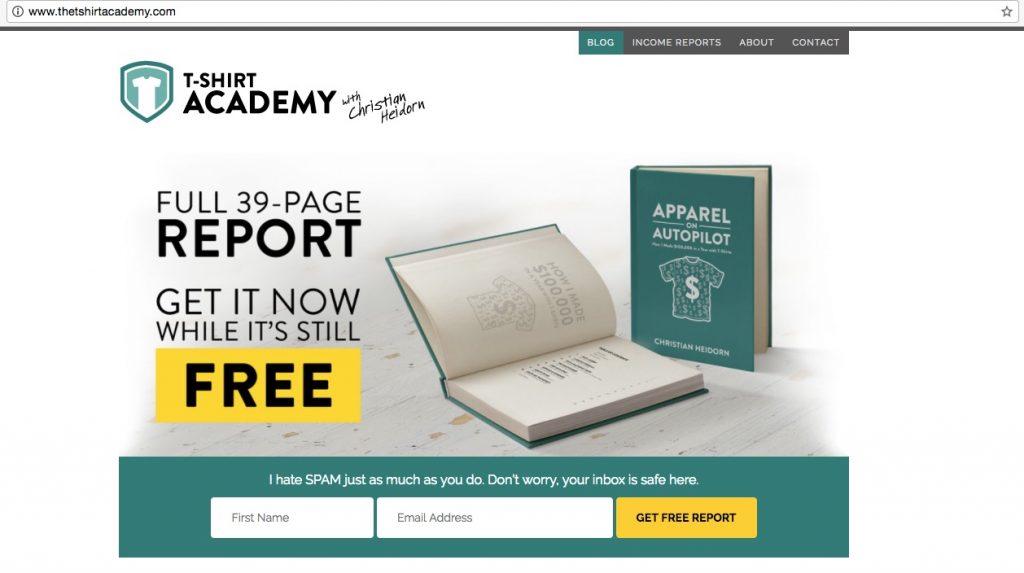 the tshirt academy blog income report